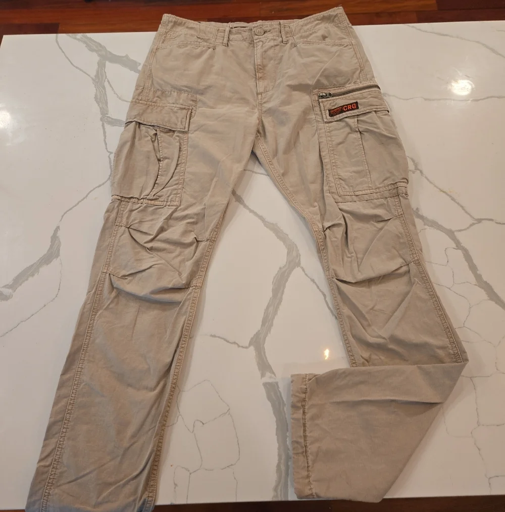 Superdry Cargo 04 Straight Leg Cotton Convertible Joggers Tan Size 34 Mens